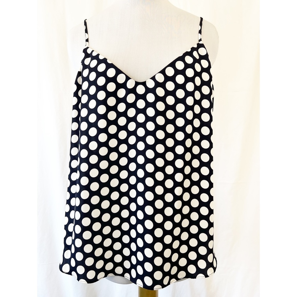 NWT J. Crew silk navy and white polka dot cami size 14